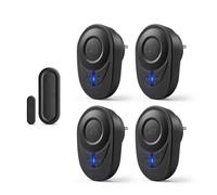 NineLeaf Carillon Détecteur Porte Sans Fil avec LED,4Récepteur 1Chime,Noir | Detecteur Ouverture De Porte Sans Fil, Sonnette Entrée Magasin,180 m,48 Mélodies,5 Volumes, Maison/Boutique/Malentendants