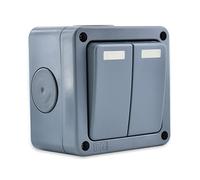 NineLeaf Interrupteur Extérieur Étanche IP66, 1 Pièce, SPDT (Unipolaire Double Direction), Interrupteur Double Allumage pour Jardin Extérieur, Résistant aux Intempéries, 2 Voies, 10A, Gris