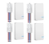 NineLeaf Interrupteur sans Fil, interrupteur mural sans fil, kit mini interrupteur et récepteur sans fil, Télécommande sans Fil pour Les Lumières jusqu'à 1000W, Étanchéité IP65, 4 pièce