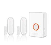 NineLeaf Sonnette Entrée Magasin avec Orange LED,1Récepteur 2Chime | Alarme Porte et Fenetre,Portée 200M,48 Sonneries,5 Niveaux de Volume,Détecteur Ouverture Porte Pour Maison,Commerces,Bureaux