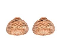 Niniang 2X Bambou Osier Luminaire En Rotin Encastré Plafonnier Suspendu pour Salon Chambre à Coucher Salle à Manger, 30X18cm