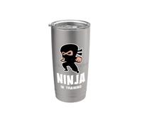 Ninja à l'entraînement, drôle, mignon et adorable, petit ninjutsu ninja Gobelet isotherme en acier inoxydable double paroi