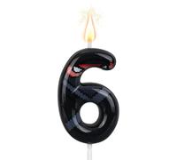 Ninja Anniversaire Numéro Bougie, Pixel Masqué Ninja Thème Chiffre Bougie Happy Birthday Gâteau Topper Décorations pour Enfants Anniversaires Fête Fournitures (Numéro 6)