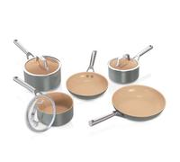 Ninja Extended Life Batterie Céramique 5 Pièces (Poêles 20/24cm + Casseroles 16/18/20cm + couvercles), Antiadhésif (sans PFA, PFOA, Plomb ou Cadmium), Résistance 285°C, Gris & Terrecota, CW95000EUUKDB