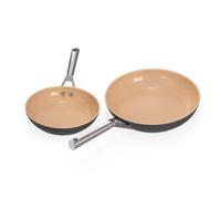 Ninja Extended Life batterie de 2 poêles en céramique (poêles de 24 et 28 cm), Antiadhésive (Sans PFAS, PFOA, Plomb ni Cadmium), Compatible au four jusqu’à 285 °C, Terracotta et gris, CW92000EUI