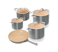 Ninja Extended Life Keramic CW95000EUUKDB Batterie de cuisine 5 pièces (sauteuse 20 et 24 cm + casseroles et couvercles) de 16, 18 et 20 cm, revêtement antiadhésif (sans PFA, PFOA, plomb et cadmium),