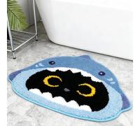 Ninja Shark de Bain Mignon Tapis Paillasson Chat Requin | Tapis de Bain Antiderapant Bebe Confortable Doux et Antidérapant Convient à La Chambre，Salle de Bain et au Balcon (60x50 cm)