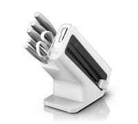 Ninja StaySharp Ensemble de couteaux 6 pièces en acier inoxydable avec aiguiseur intégré, ciseaux de cuisine et couteaux de chef, à trancher, à pain, tout usage et d'office, blanc, K62006EUWH