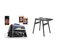 Ninja Woodfire Pro Connect XL BBQ Électrique Grill & Fumoir, Contrôle via App & Woodfire Table d'appoint, support réglable et latérale, support pour barbecue, grill et four d'extérieur