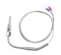 NINMORTH EGT Capteur de température de type K Thermocouple pour gaz d'échappement, sonde NPT en acier inoxydable, câble isolé en fibre de verre jusqu'à 1250 °C (2 m)