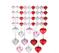 NINMORTH Guirlande en forme de cœur en plastique - 24 à 48 pièces - Multicolore - Pour cadeaux d'amour et décoration de la maison comme cadeau d'anniversaire (4 cm, 48)
