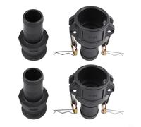 NINMORTH Lot de 2 raccords de verrouillage à came de 3,8 cm en polypropylène partie C femelle et partie E mâle adaptateur pour tuyau de jardin et tuyau industriel, noir