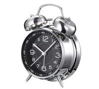NINMORTH Réveil mécanique à double cloche en métal avec veilleuse pour les dormeurs lourds, alimenté par piles, orange/argent/vert/noir/bleu