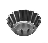 NINMORTH Tarte à œufs en acier carbone antiadhésif pour mini tartelettes | 6,5 cm de diamètre, 2,5 cm de hauteur, parfait pour les mini portions, fruits, pudding, chocolat, design argenté