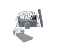 NINO Canapé convertible lit pour enfant avec pouf et coussin OEKO-TEX Gris avec tipi