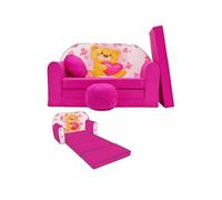 NINO Canapé convertible lit pour enfant avec pouf et coussin OEKO-TEX Ourson rose