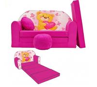 NINO Canapé convertible lit pour enfant avec pouf et coussin OEKO-TEX Ourson rose