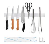 Ninonly Aimant Couteau Support Aimanté Couteaux 40cm Porte Couteaux Magnétique, Porte-Couteaux en Acier Inoxydable, Bandeau magnétique de Couteau à Suspendre pour Couteaux de Cuisine sans Vis