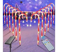 Ninonly Decoration Noël Canne Lumières Solaire, 12 Pack 72 LED Lumineuse Cannes à Sucre avec Étoile Noël, 8 Modes Decoration Noel Exterieur Étanche, Noel Lumiere Deco Solaire pour Jardin Chemin Cour
