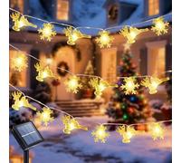 Ninonly Guirlande Lumineuse Extérieure Solaire, 7M 50 LED Flocon de Neige et Renne Guirlandes Étanche, 8 Modes Lumière Extérieur Décoration Noël Jardin Terrasse, Lampe pour Sapin de Noël