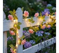 Ninonly Guirlande Lumineuse Rose, 2,2m 40 LED Lierre Artificielle avec Fleurs Roses, 8 Modes Guirlande sur Batterie pour Intérieur, Décoration Jardin Balcon Chambre Mariage Exterieure