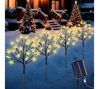 Ninonly Lampe Solaire Exterieur Jardin, Lot de 4 80 LED Etoile Luminaire Solaire avec Chargement USB, 8 Modes IP65 Étanche Décoration Noël Lumiere Exterieur pour Fête Jardin Terrasse Patio