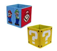 Nintendo Super Mario Lot de 2 boîtes de rangement pliables sous licence officielle Motif visage de Mario et Luigi Parfait pour organiser une chambre d'enfant, une salle de jeux d'enfants, 30 x 30 cm