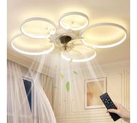 NIORSUN 78 cm avec ventilateur intégré Plafonnier, silencieux, noir, avec éclairage intégré, application et télécommande ; intensité réglable, LED, chambre et salle à manger, 6 vitesses, minuterie