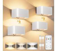 NIORSUN Applique Murale à Détecteur De Mouvement Avec Télécommande, LED Rechargeable à Intensité Variable 3 Couleurs, Fonctionne Sur Batterie Sans fil 5200 mAh, Idéale Pour Le Salon, La Chambre, White