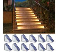 NIORSUN Lampe Solaire Exterieur, Lot de 12 Eclairage Escalier Exterieur IP69 Étanche, Marche/Arrêt Automatique Blanc Chaud LED Lampe Solaire pour Jardin, Chemin, Escalier, Patios, Sol