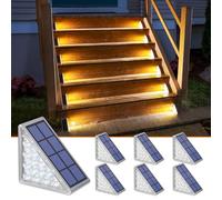 NIORSUN Lampe Solaire Exterieur, Lot de 6 Eclairage Escalier Exterieur IP67 Étanche, Marche/Arrêt Automatique Blanc Chaud LED Lampe Solaire pour Jardin, Chemin, Escalier, Patios, Sol