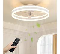 NIORSUN LED 50 cm Ventilateur de Plafond avec Lumière, 3 Températures de Couleur et 6 Vitesses,Ventilateur de Plafond avec Telecommande/Application Mobile,Design Rond Silencieux et Dimmable, Blanc