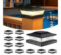 NIORSUN Lot de 12 lampes solaires pour poteau de 9 x 9, 10 x 10, 12 x 12 cm, etc. Poteaux en bois/vinyle, étanchéité IP64, lumière blanche chaude/froide, lampes solaires pour poteaux de clôture