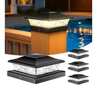 NIORSUN Lot de 4 lampes solaires pour poteau de 9 x 9, 10 x 10, 12 x 12 cm, etc. Poteaux en bois/vinyle, étanchéité IP64, lumière blanche chaude/froide, lampes solaires pour poteaux de clôture