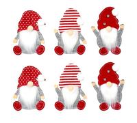 Nirecu 6PCS Porte Couverts Noël,Decoration Table Noel,Sac à Couverts Nain,Porte Couvert,Couteaux Fourchettes Cuillères Vaisselle Rangement,Deco Table de Fête de Noël Rouge
