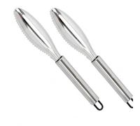 NIRJIK Ecailleur Poisson en Acier Inoxydable, Ecailleur Poisson Professionnel, Outil de Nettoyage et D'Écaillage à Dents de Scie, Grattoir à Couteau pour Enlever Les Écailles (Argent 2Pcs)