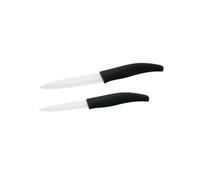 Nirosta 9920750 Lot De 2 Couteaux De Cuisine En Céramique, Couteau À Découper, Lame De 12,5cm Et 18 Cm, Blanc, Noir, Céramique, Plastique, 24,5x3cm