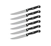 Nirosta Lot de 6 couteaux à steak Mega 21 cm - Acier inoxydable, lame 11.5 cm, manche ergonomique POM pour découpe précise viandes et pizzas