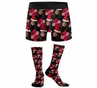 Nirusetty Boxer personnalisé pour homme avec photos de visages - Cadeau de Noël pour homme ou petit ami, Flocon de neige de Noël, L
