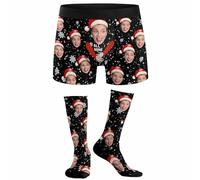 Nirusetty Boxer personnalisé pour homme avec photos de visages - Cadeau de Noël pour homme ou petit ami, All Mine Flocon de neige de Noël, M