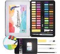 Niserelesa 48 Set Aquarelle, Kit de Peinture pour Débutants et Passionnés, Boîte en Métal, Crayon à Dessin, Pinceaux, 8 Papiers, Haute Qualité, Se Mélange Bien