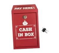 Nishiyuenyi Boîte de Collecte D'Argent Boîte Donation Serrure Métallique Coffret Rangement Sécurité Fer Robuste Adaptée Aux Commerces Organisations Caritat, Rouge