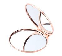 Nishiyuenyi Miroir de Maquillage Pliable Miroir de Miroir de Rasage Miroir de Vanity avec Surface Facile à Nettoyer et Format Rond pour Utilisation Par Fem, Rose d'or 7,3 x 7,3 cm