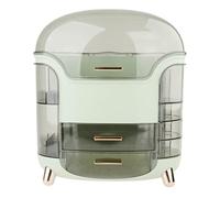 Nishiyuenyi Organisateur de Maquillage Boîte Cosmétique Transparente Tiroir Rangement Étanche Couvercle Ouvrant Grande Capacité Adapté Salle de Bain Bureau, vert clair