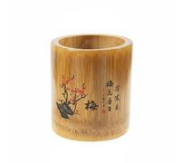 Nishiyuenyi Porte-stylo Bambou Sculpté Artisanalement Pot à Stylos Support Pinceaux Organiseur Papeterie Multifonction Bambou Naturel avec Motifs Ethniques Adapté, Prune