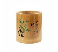 Nishiyuenyi Porte-stylo Bambou Sculpté Artisanalement Pot à Stylos Support Pinceaux Organiseur Papeterie Multifonction Bambou Naturel avec Motifs Ethniques Adapté, Bambou
