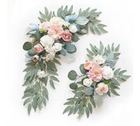 Nishiyuenyi Simulation Bouquet Bouquet Artificiel Guirlande Florale Composition Fleurs Fausse Décoration en Soie Installation Rapide Déjà Assemblée Suitable pour, Bleu