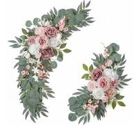 Nishiyuenyi Simulation Bouquet Bouquet Artificiel Guirlande Florale Composition Fleurs Fausse Décoration en Soie Installation Rapide Déjà Assemblée Suitable pour, Blanc