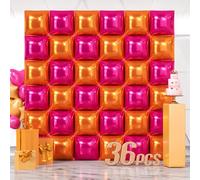 NISOCY Lot de 36 ballons carrés en aluminium double face pour anniversaire, fête prénatale, Saint-Valentin, mariage, décorations de fête tropicale
