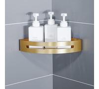 Nisone Étagère d'Angle de Salle de Bain en Forme de Triangle Doré Brossé avec Adhésif ou Perçage en Aluminium